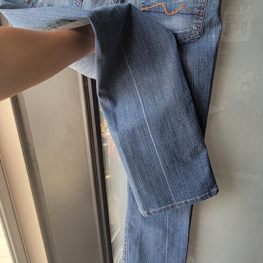 7 For All Mankind Bootcut Womens 28 Rise 8" Denim Flare Stretch Blue Stretchy - Picture 8 of 12